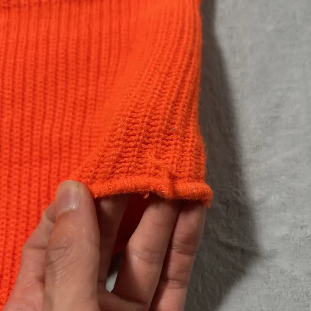 Vintage Y2K 2000s Ski Mask Balaclava Fleece Striped Orange Worker Corduroy Snow - Picture 8 of 11